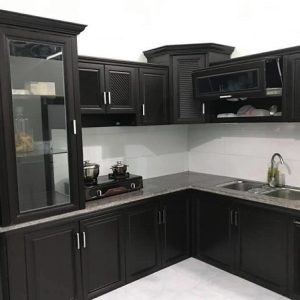 Tủ bếp nhôm kính góc L - Cửa Nhôm Kính Hoàn Mỹ - Công Ty CP Sản Xuất Và Xây Dựng Hoàn Mỹ